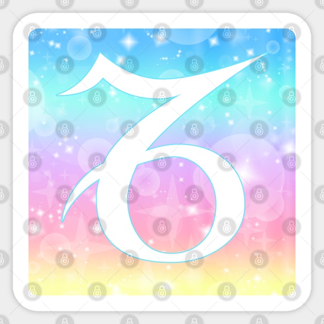 Capricorn Horoscope Zodiac Unicorn Sparkle Square Monogram Sticker by bumblefuzzies